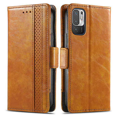 Coque Portefeuille Livre Cuir Etui Clapet S02D pour Xiaomi Redmi Note 10T 5G Brun Clair