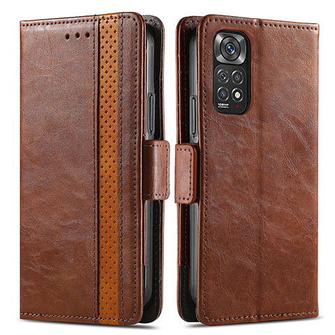 Coque Portefeuille Livre Cuir Etui Clapet S02D pour Xiaomi Redmi Note 11 4G (2022) Marron