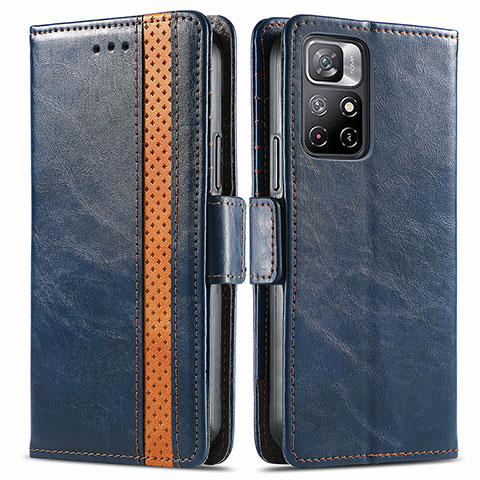 Coque Portefeuille Livre Cuir Etui Clapet S02D pour Xiaomi Redmi Note 11 5G Bleu