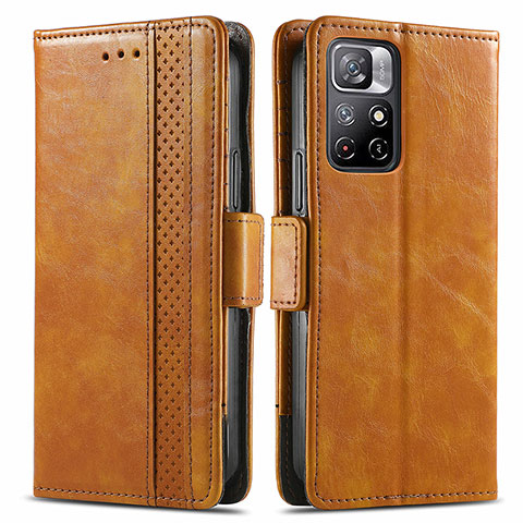 Coque Portefeuille Livre Cuir Etui Clapet S02D pour Xiaomi Redmi Note 11 5G Brun Clair