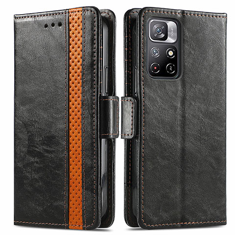 Coque Portefeuille Livre Cuir Etui Clapet S02D pour Xiaomi Redmi Note 11 5G Noir