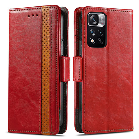 Coque Portefeuille Livre Cuir Etui Clapet S02D pour Xiaomi Redmi Note 11 Pro+ Plus 5G Rouge