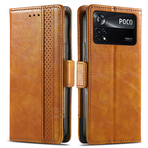 Coque Portefeuille Livre Cuir Etui Clapet S02D pour Xiaomi Redmi Note 11E Pro 5G Brun Clair