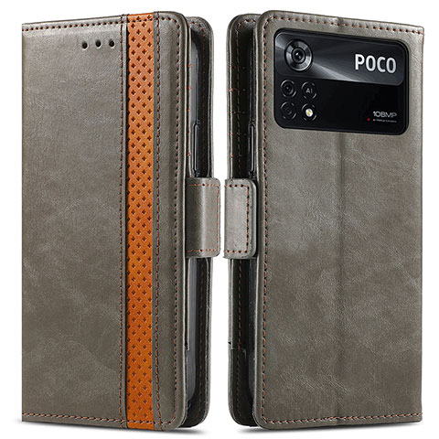 Coque Portefeuille Livre Cuir Etui Clapet S02D pour Xiaomi Redmi Note 11E Pro 5G Gris