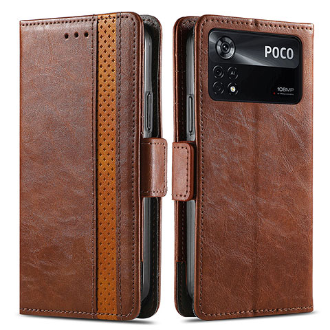 Coque Portefeuille Livre Cuir Etui Clapet S02D pour Xiaomi Redmi Note 11E Pro 5G Marron