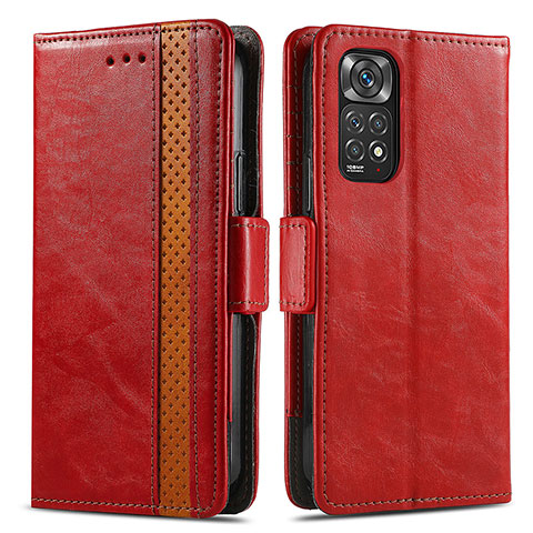 Coque Portefeuille Livre Cuir Etui Clapet S02D pour Xiaomi Redmi Note 11S 4G Rouge