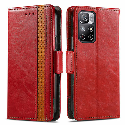 Coque Portefeuille Livre Cuir Etui Clapet S02D pour Xiaomi Redmi Note 11T 5G Rouge