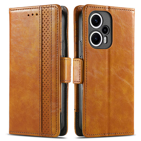 Coque Portefeuille Livre Cuir Etui Clapet S02D pour Xiaomi Redmi Note 12 Turbo 5G Brun Clair