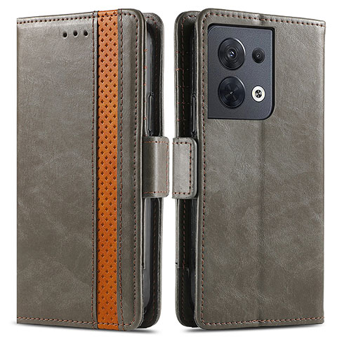 Coque Portefeuille Livre Cuir Etui Clapet S02D pour Xiaomi Redmi Note 13 5G Gris