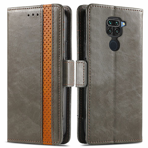 Coque Portefeuille Livre Cuir Etui Clapet S02D pour Xiaomi Redmi Note 9 Gris