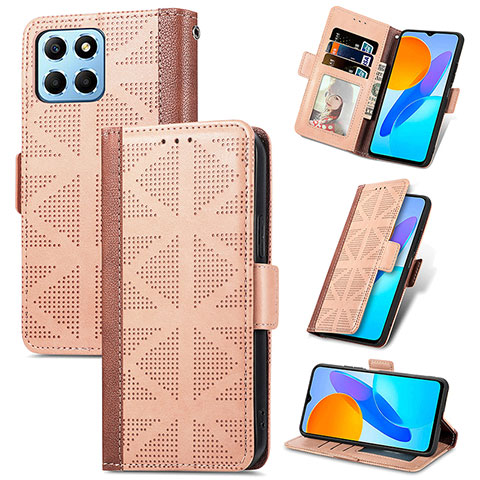 Coque Portefeuille Livre Cuir Etui Clapet S03D pour Huawei Honor X8a 5G Brun Clair