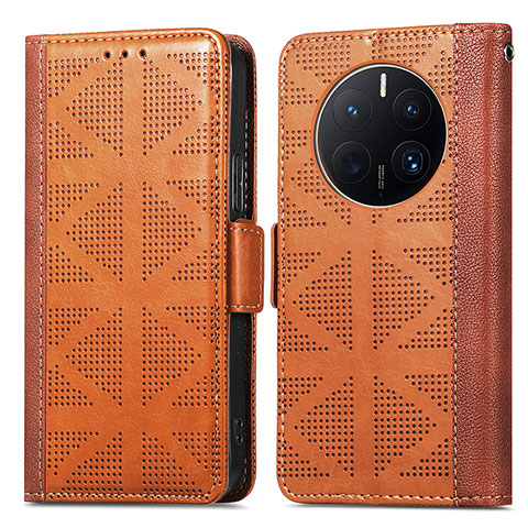 Coque Portefeuille Livre Cuir Etui Clapet S03D pour Huawei Mate 50 Pro Marron