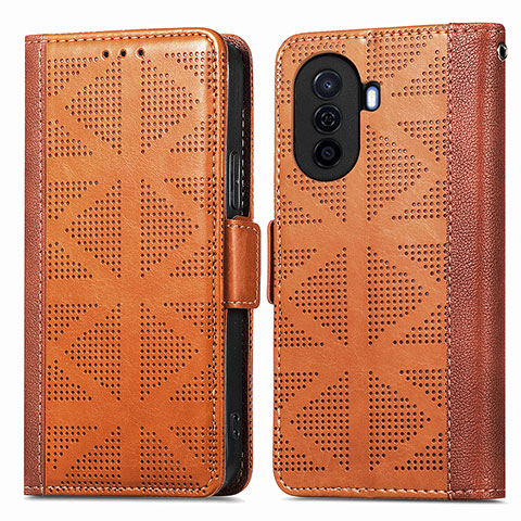 Coque Portefeuille Livre Cuir Etui Clapet S03D pour Huawei Nova Y70 Marron