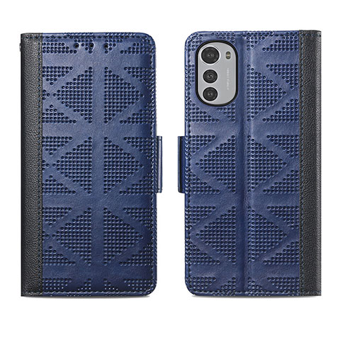 Coque Portefeuille Livre Cuir Etui Clapet S03D pour Motorola Moto E32s Bleu