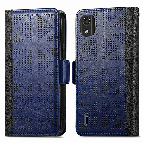 Coque Portefeuille Livre Cuir Etui Clapet S03D pour Nokia C2 2nd Edition Bleu