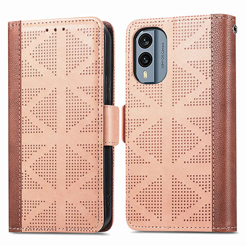 Coque Portefeuille Livre Cuir Etui Clapet S03D pour Nokia X30 5G Brun Clair