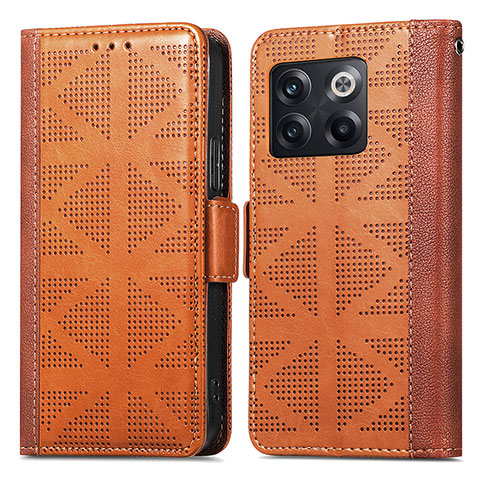 Coque Portefeuille Livre Cuir Etui Clapet S03D pour OnePlus 10T 5G Marron