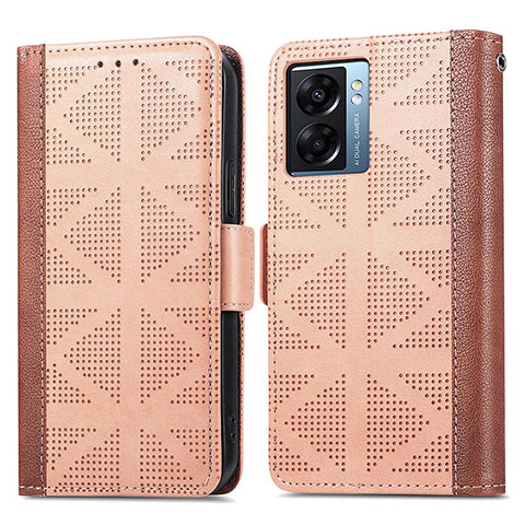 Coque Portefeuille Livre Cuir Etui Clapet S03D pour Oppo A77 5G Brun Clair