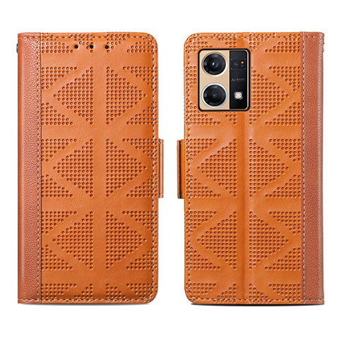 Coque Portefeuille Livre Cuir Etui Clapet S03D pour Oppo F21 Pro 4G Marron