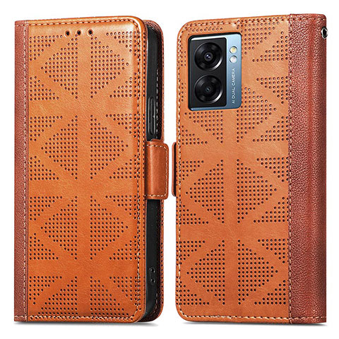 Coque Portefeuille Livre Cuir Etui Clapet S03D pour Oppo K10 5G India Marron