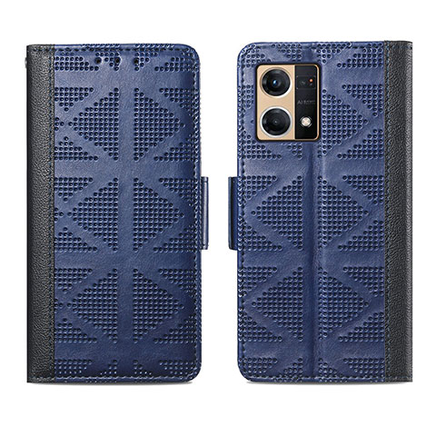 Coque Portefeuille Livre Cuir Etui Clapet S03D pour Oppo Reno7 4G Bleu