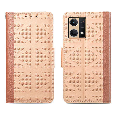 Coque Portefeuille Livre Cuir Etui Clapet S03D pour Oppo Reno7 4G Brun Clair