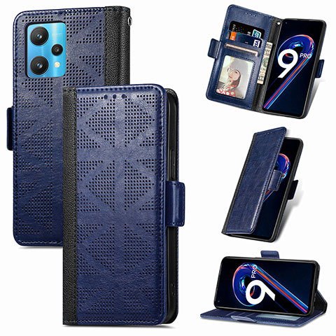 Coque Portefeuille Livre Cuir Etui Clapet S03D pour Realme 9 Pro 5G Bleu