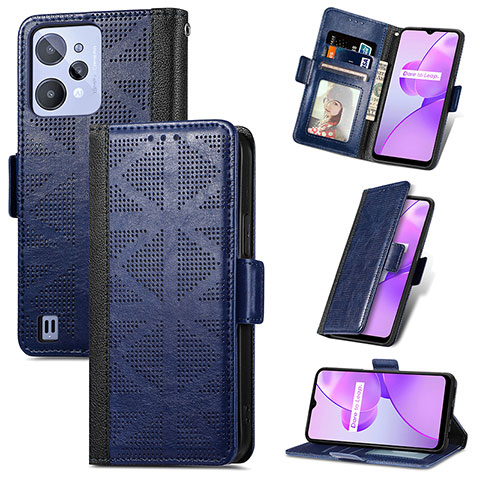 Coque Portefeuille Livre Cuir Etui Clapet S03D pour Realme C31 Bleu