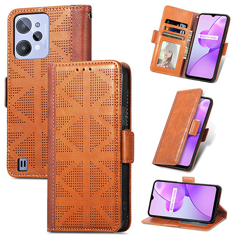 Coque Portefeuille Livre Cuir Etui Clapet S03D pour Realme C31 Marron