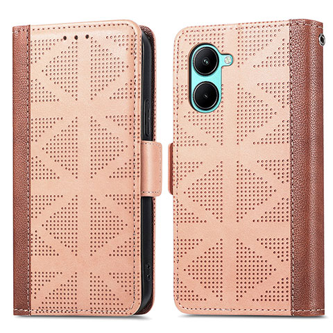 Coque Portefeuille Livre Cuir Etui Clapet S03D pour Realme C33 (2023) Brun Clair