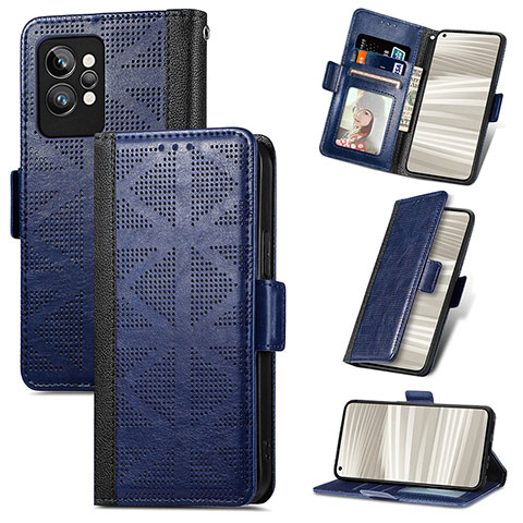 Coque Portefeuille Livre Cuir Etui Clapet S03D pour Realme GT2 Pro 5G Bleu