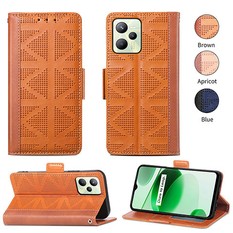 Coque Portefeuille Livre Cuir Etui Clapet S03D pour Realme Narzo 50A Prime Marron