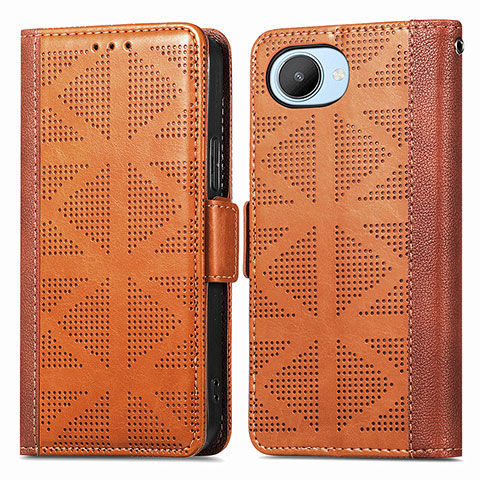 Coque Portefeuille Livre Cuir Etui Clapet S03D pour Realme Narzo 50i Prime Marron