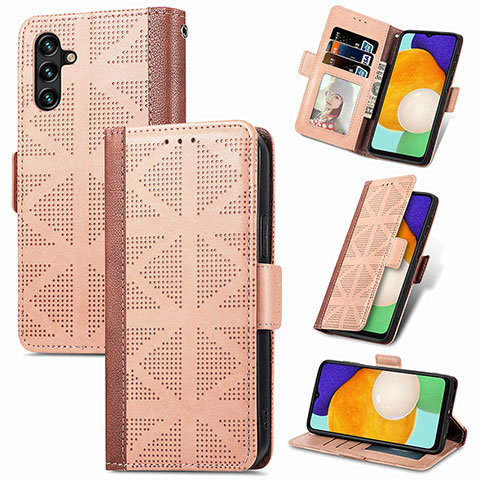 Coque Portefeuille Livre Cuir Etui Clapet S03D pour Samsung Galaxy A04s Brun Clair