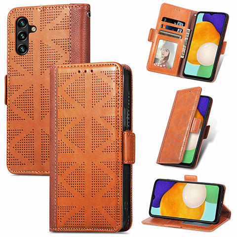 Coque Portefeuille Livre Cuir Etui Clapet S03D pour Samsung Galaxy A04s Marron