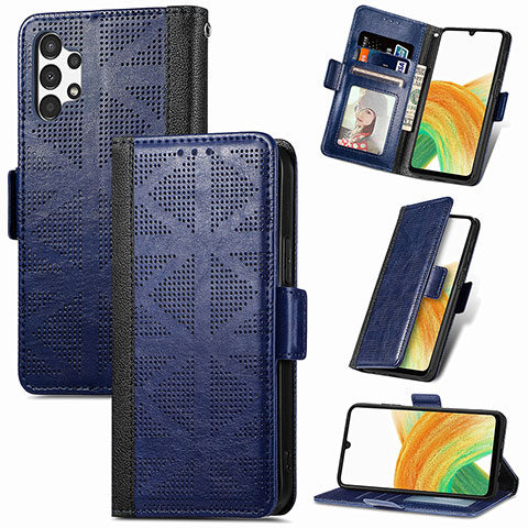 Coque Portefeuille Livre Cuir Etui Clapet S03D pour Samsung Galaxy A13 4G Bleu