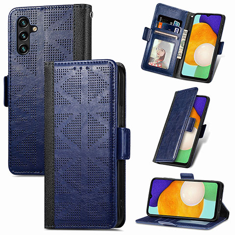 Coque Portefeuille Livre Cuir Etui Clapet S03D pour Samsung Galaxy A13 5G Bleu