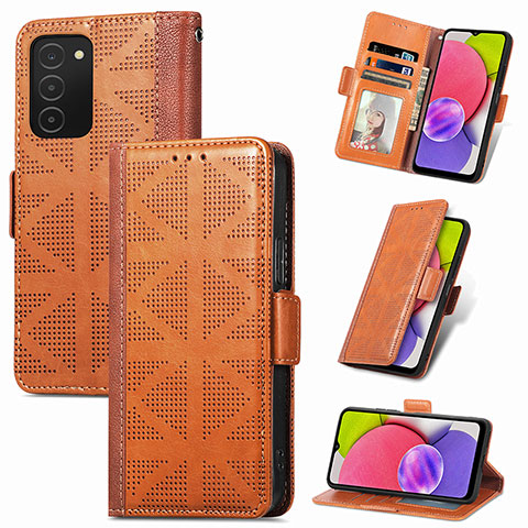 Coque Portefeuille Livre Cuir Etui Clapet S03D pour Samsung Galaxy M02s Marron