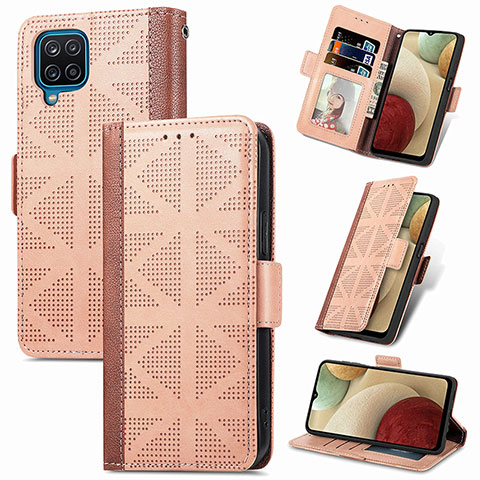 Coque Portefeuille Livre Cuir Etui Clapet S03D pour Samsung Galaxy M12 Brun Clair