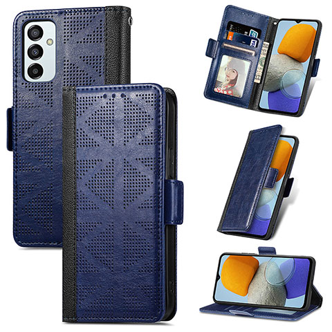 Coque Portefeuille Livre Cuir Etui Clapet S03D pour Samsung Galaxy M23 5G Bleu