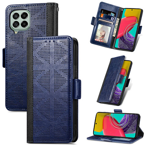 Coque Portefeuille Livre Cuir Etui Clapet S03D pour Samsung Galaxy M53 5G Bleu