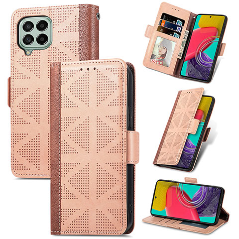 Coque Portefeuille Livre Cuir Etui Clapet S03D pour Samsung Galaxy M53 5G Brun Clair