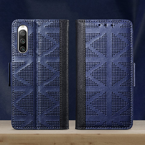 Coque Portefeuille Livre Cuir Etui Clapet S03D pour Sony Xperia 10 IV Bleu