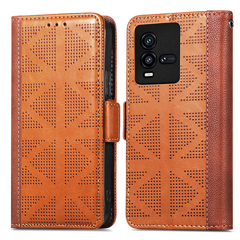 Coque Portefeuille Livre Cuir Etui Clapet S03D pour Vivo iQOO 9T 5G Marron