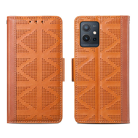 Coque Portefeuille Livre Cuir Etui Clapet S03D pour Vivo iQOO Z6 5G Marron