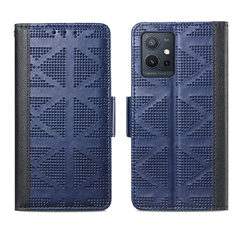 Coque Portefeuille Livre Cuir Etui Clapet S03D pour Vivo Y30 5G Bleu