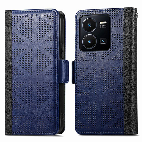 Coque Portefeuille Livre Cuir Etui Clapet S03D pour Vivo Y35 4G Bleu