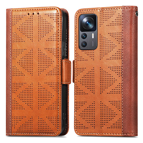 Coque Portefeuille Livre Cuir Etui Clapet S03D pour Xiaomi Mi 12T 5G Marron