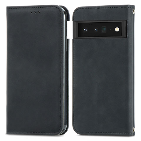 Coque Portefeuille Livre Cuir Etui Clapet S04D pour Google Pixel 6 5G Noir