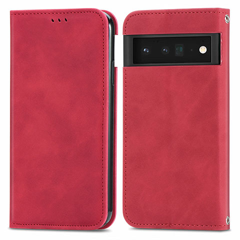 Coque Portefeuille Livre Cuir Etui Clapet S04D pour Google Pixel 6 5G Rouge